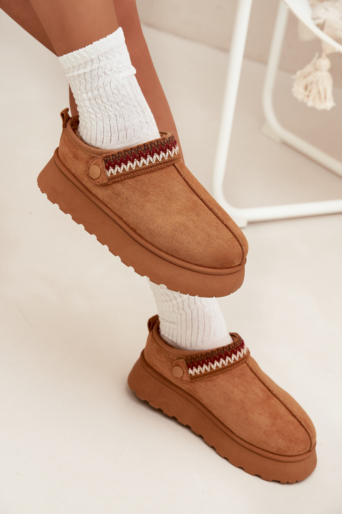 Жіночі низькі зимові черевики з рухомим ременем і вишивкою на платформі Camel Lyrisse