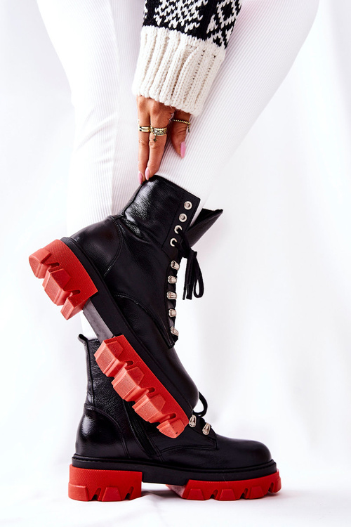 М'які шкіряні робочі черевики чорного кольору Kelley