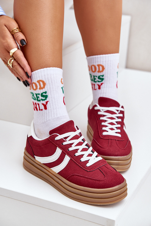 Стильні кросівки на платформі бордові Doriwa