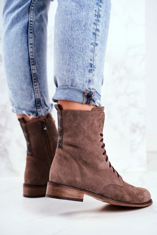 Жіночі шкіряні чоботи з нубуку Cappuccino Nicole 2593