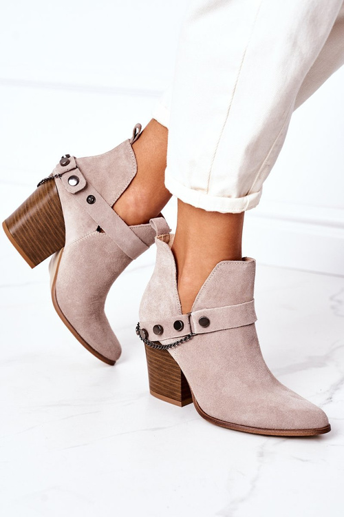 Замшеві черевики на блочному каблуці Lewski Shoes 2880 Cappuccino