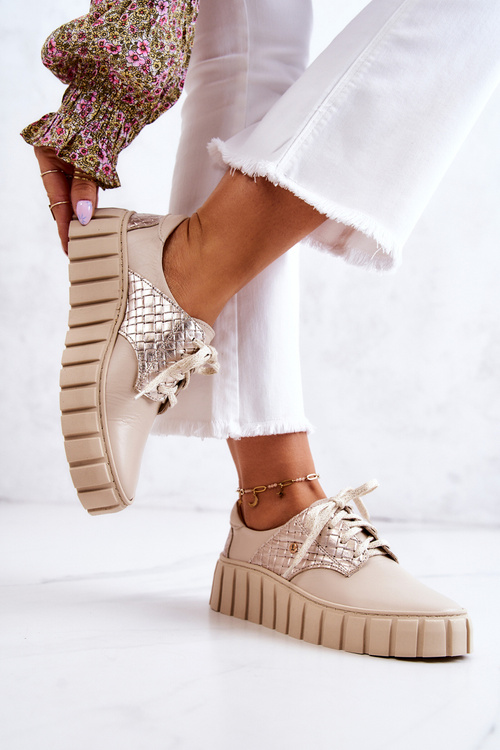 Шкіряні черевики на платформі бежеві Hypnosis