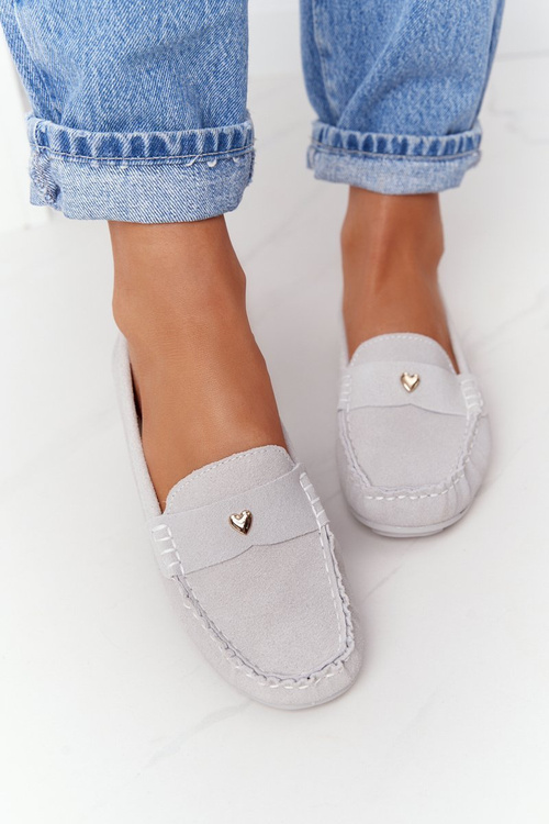 Жіночі замшеві лофери S.Barski сірі