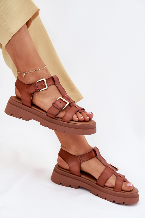 Еко Шкіряні Сандалі Для Жінок З Пряжками Camel Mireza