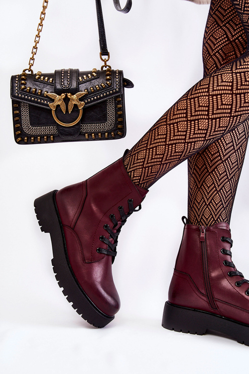 Чоботи жіночі на платформі бордові Randi