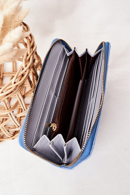 Великий стьобаний жіночий гаманець синього кольору