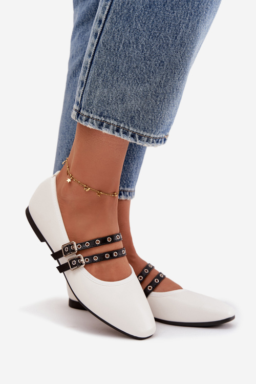 Жіночі Балерини З Ремінцями Білий Deliora