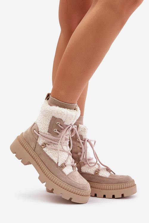 Чоботи з хутром, бежеві Merilana