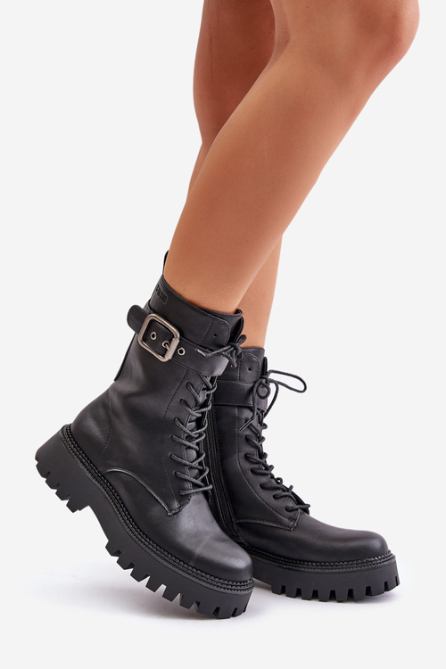 Теплі робочі черевики з пряжкою Big Star OO274137 Чорні