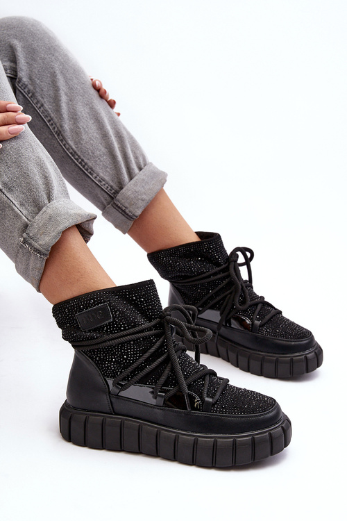 Декоровані хутряні зимові черевики GOE MM2N4080 чорні