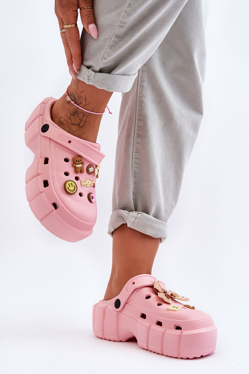 Жіночі поролонові тапочки Crocs з орнаментом Pink Marlett