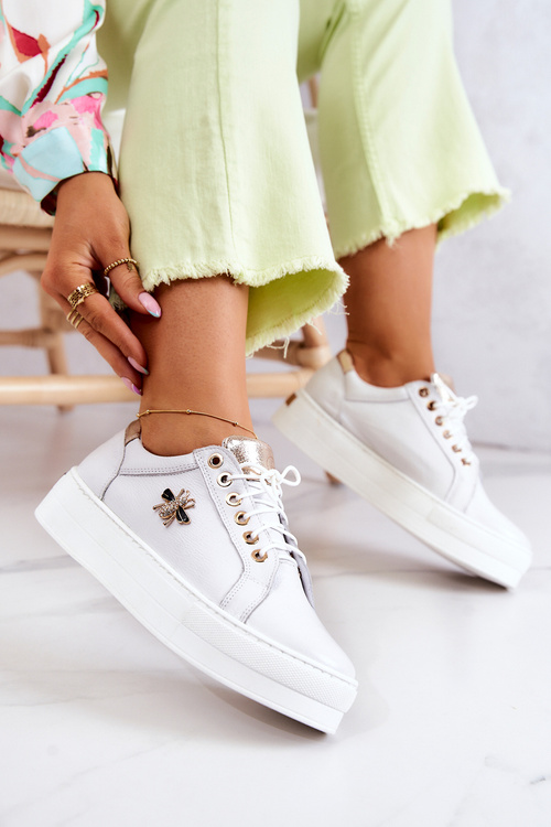 Шкіряні спортивні туфлі на платформі White Bellisia