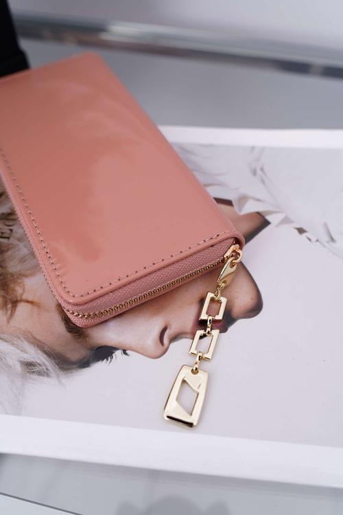 Жіночий гаманець великий, рожеве золото, декоративна блискавка.