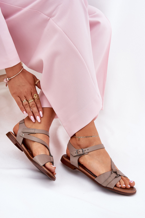 Zazoo 40182 Шкіряні Жіночі Сандалі Темно-бежеві