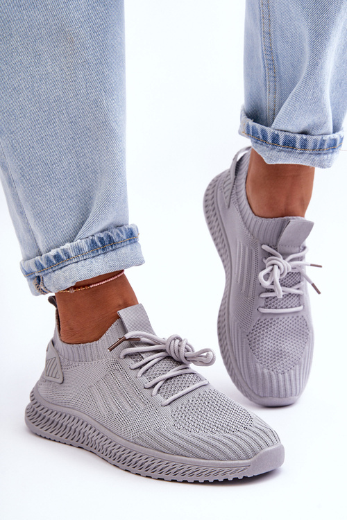 Жіноче спортивне взуття без шнурівки сіре Zauna