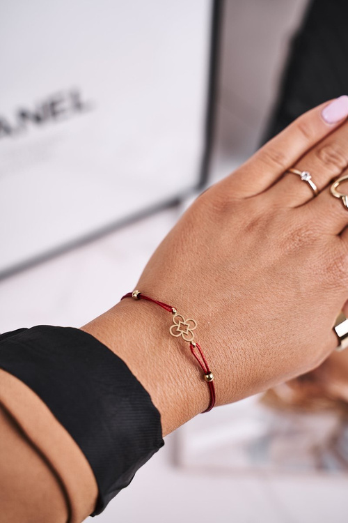 Жіночий браслет Gold Clover Red String Truelove