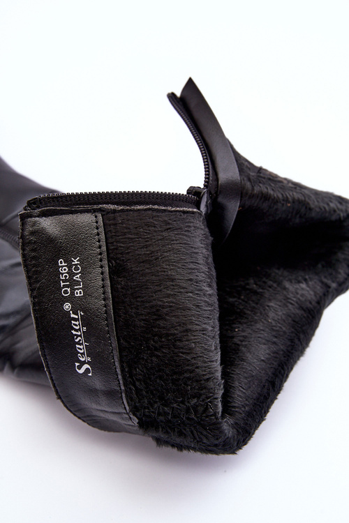 Шкіряні чоботи на підборах Black Serpens