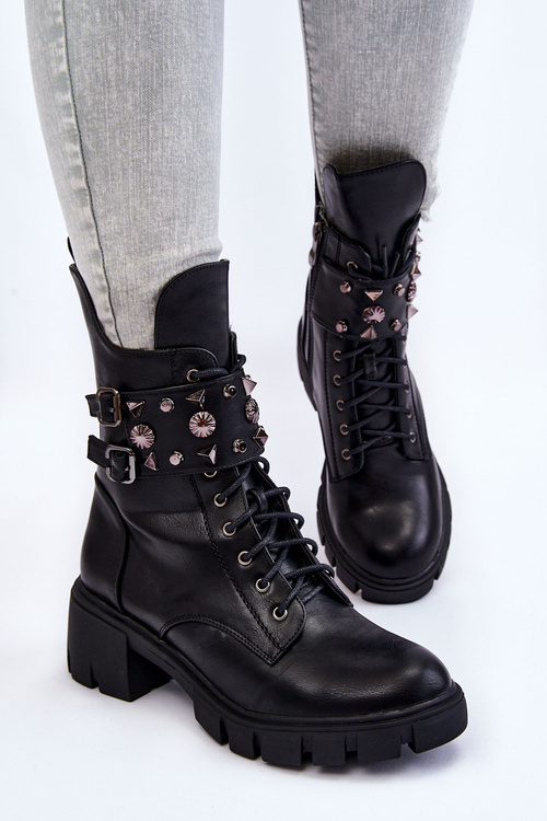 Жіночі високі чоботи на блискавці чорні Kastella