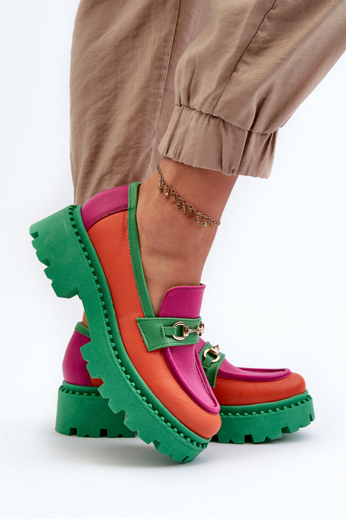 Жіночі зелені шкіряні мокасини Zazoo 3476