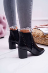 Жіночі чоботи на підборах з гумками чорного кольору Trini