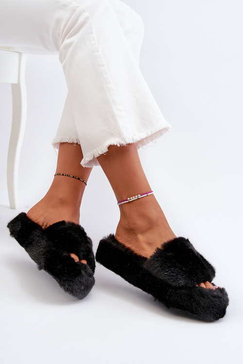 Жіночі тапочки на хутряній підкладці Black Stepia