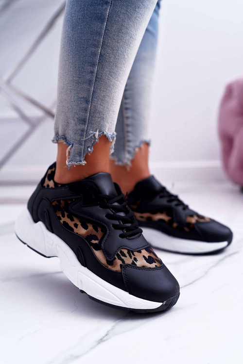 Спортивне жіноче взуття чорного кольору Leopard Mezeno