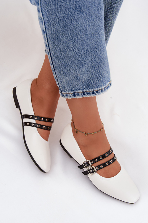 Жіночі Балерини З Ремінцями Білий Deliora