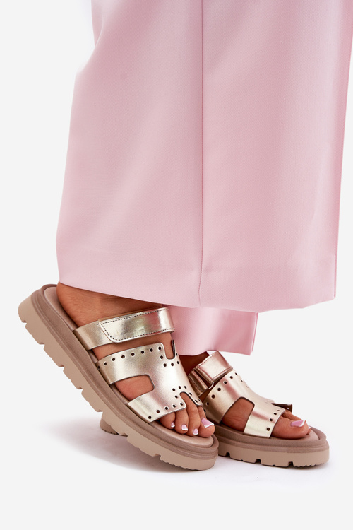 Жіночі Сандалі З Природної Шкіри На Платформі Zazoo 40440 Золоті