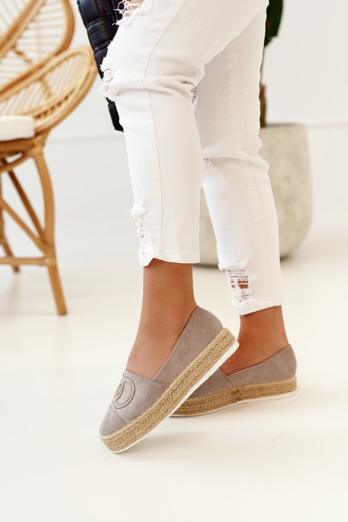 Жіночі еспадрільї на солом'яній платформі сірі фебі