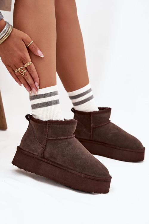 Замшеві зимові чоботи для жінок Vinceza 97962 Шоколадні