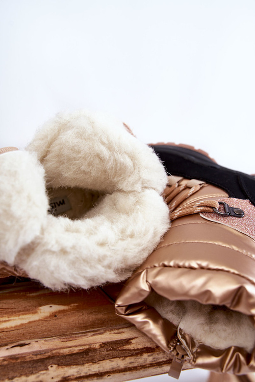 Дитячі теплі зимові черевики на блискавці золоті Leena