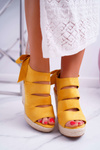 Жіночі босоніжки на анкерному льоні, жовті кантаре