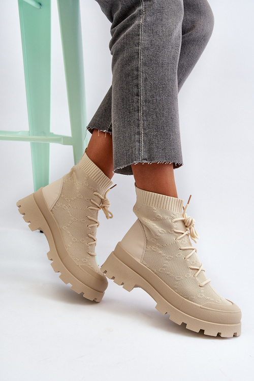 Жіночі робочі черевики зі шкарпетками бежеві Abigail