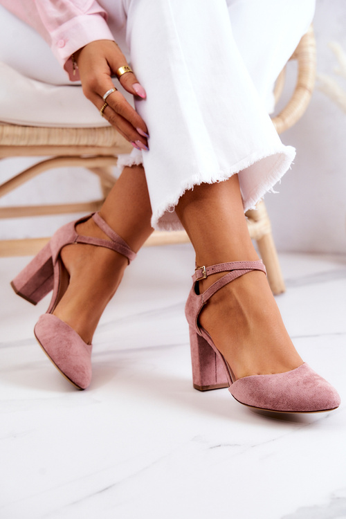 Туфлі замшеві на штанзі Sergio Leone SK851 рожеві