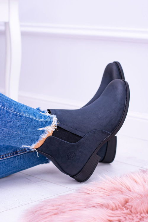 Черевики Sergio Leone Темно-сині з нубуку на шпильці Вуко на плоскій підошві