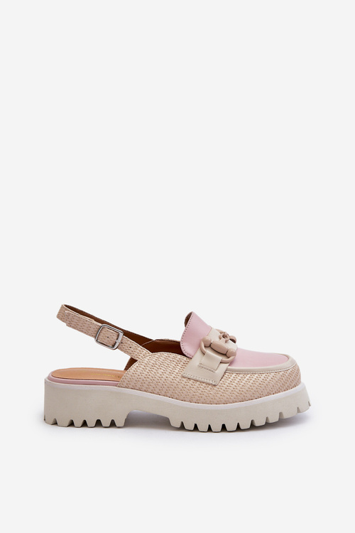 Жіночі босоніжки на підборах з бежевим орнаментом D&A MR38-656