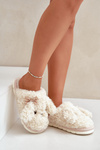 Пухнасті теплі тапочки жіночі бежеві Falinivia