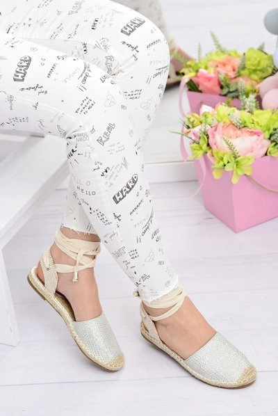 Жіночі лляні балерини, багатоярусні срібні еспадрільї Море