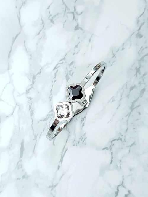 Жіночий сталевий браслет з двома цирконами, срібло Beluci