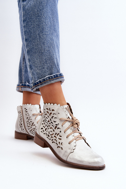 Срібні жіночі ботильйони на шнурівці Zazoo 2871