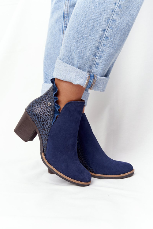 Жіночі шкіряні чоботи Maciejka Navy Blue 04833-17