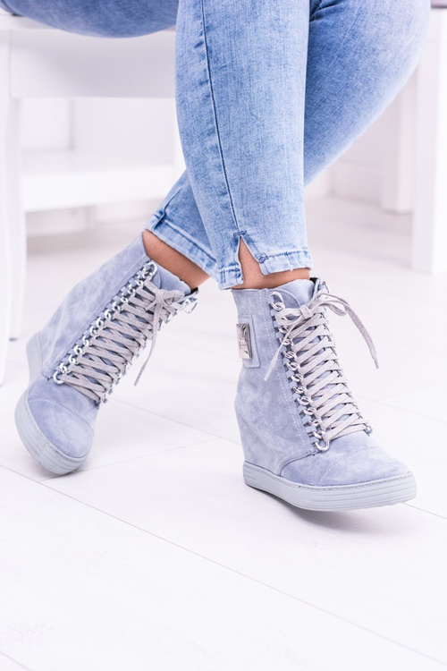 Жіночі кросівки Lu Boo з ланцюжками замшеві блакитні Monica