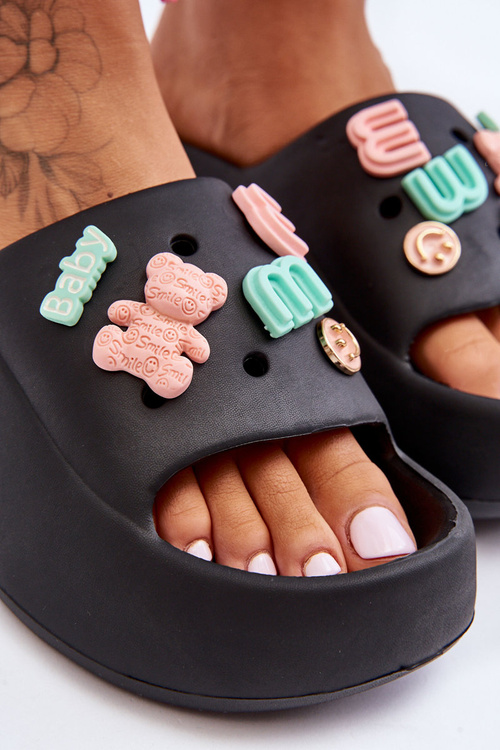 Жіночі м'які поролонові тапочки з орнаментом Чорні Лорі