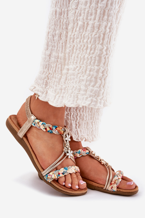 Жіночі Плоскі Сандалі З Плетеними Ремінцями І Прикрашеннями Artiker 54C1323 Золоті