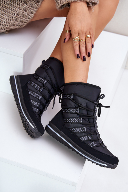 Жіночі снігові черевики на шнурівці Progress PROGJ-22-134 Чорні