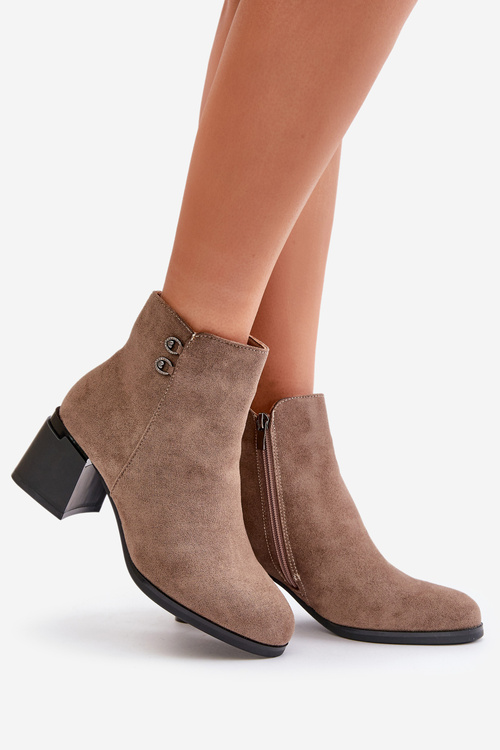 Жіночі ботильйони на підборах і блискавці темно-бежевого кольору Tinamar