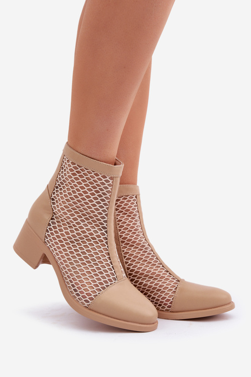 Жіночі Чоботи З Мережі На Каблуку Бежеві Lithyia
