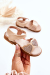 Дитячі шкіряні босоніжки Brocade Hearts Beige Luisa