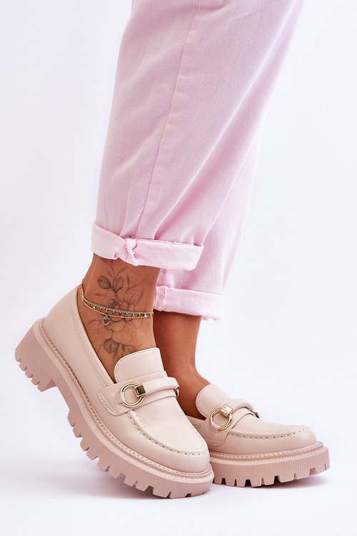 Жіночі лофери на масивній платформі Бежеві Каліпсо