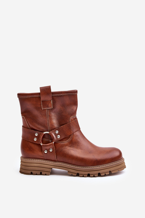 Шкіряні жіночі ботильйони на підборах коричневі Lewski 3610